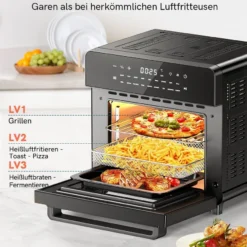 Involly 15L Heißluftfritteuse Airfryer Mini Ofen Mit 18 Programmen, Gaseinsparung, Fritteuse, Kompaktfriteusen,1600W Digital LED Display -Günstiges Brat Lust Geschäft 000dec65a4ad8c73ebf62c7961f47520