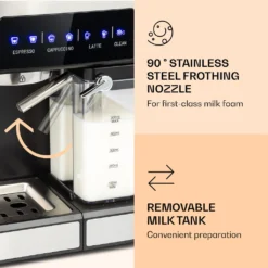 Arabica Comfort Espressomaschine 1350W 20 Bar 1,8l Touch-Bedienfeld Edelstahl -Günstiges Brat Lust Geschäft 0044b9ebf12ddd640922f12f68151da3