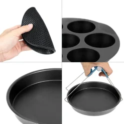 EINFEBEN Heißluftfritteuse Zubehör 7 Zoll 12tlg. Fritteuse Set Inkl. Brotbackkorb Pizzapfanne Silikonpfanne Grillrost Spieße -Günstiges Brat Lust Geschäft 01971a20db92642cb375bebd29907dec