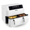 N8WERK Doppel-Heißluftfritteuse - 7,6l Heißluft Fritteuse Friteuse Fritöse XL Air Fryer Edelstahl Doppelkorb 2x 3,8L