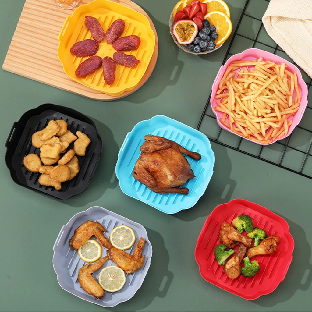 Air Fryer Heißluftfritteuse Silikon Topf Wiederverwendbar Ersatzeinlagen Korb Backofen Pad Hitzebeständige Backblech Fried Pizza Heißluftfritteuse Matte (Blau) 4 Air Fryer Heißluftfritteuse Silikon Topf Wiederverwendbar Ersatzeinlagen Korb Backofen Pad Hitzebeständige Backblech Fried Pizza Heißluftfritteuse Matte (Blau) – Bild 2