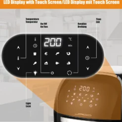 Jago® XXXL 8in1 Heißluftfritteuse 12L + 10 Zubehör - 1800W, LED Display Mit Touch Screen, 8 Programme / Timer, Ohne ÖL - Airfryer, Heißluft, Fritteuse, Heißluftofen, Backofen, Dehydrator, Grill -Günstiges Brat Lust Geschäft 0998f11bf78cce983fc95ff8f8abcf72