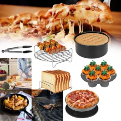 EINFEBEN Heißluftfritteuse Zubehör 7 Zoll 12tlg. Fritteuse Set Inkl. Brotbackkorb Pizzapfanne Silikonpfanne Grillrost Spieße -Günstiges Brat Lust Geschäft 0afa6110ad81cabaf54a8c8623c8cc4b
