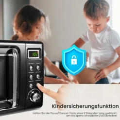 COSTWAY Mikrowelle 20L, 700 W Mikrowellenofen, Mit 8 Automatischen Programme, 5 Leistungsstufen, LED-Anzeige, Verzögerter Start, Retro, Schwarz -Günstiges Brat Lust Geschäft 0b4f3c1da8cef9c9dc38b4c989ffca6e