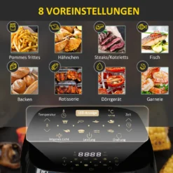 HOMCOM Heißluftfritteuse 11 L 1800W Mit 8 Menüs Zubehör Backofen Dehydrator Barbecue Für Gesundes ölfreies Fettarmes Kochen Stahl Schwarz 32 X 35,6 X 37,9 Cm -Günstiges Brat Lust Geschäft 0db51f4af014253a756919032c46ef6b