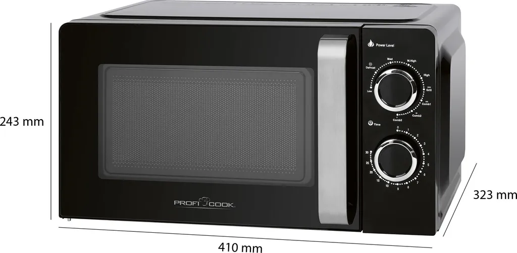 ProfiCook PC-MWG 1208 Mikrowelle Mit Grill, 17 Liter Garraum, 900 Watt Grill / 700 Watt Mikrowelle, 6 Mikrowellen-Leistungsstufen, 30 Minuten-Timer Mit Endsignal, Schwarz 8 ProfiCook PC-MWG 1208 Mikrowelle Mit Grill, 17 Liter Garraum, 900 Watt Grill / 700 Watt Mikrowelle, 6 Mikrowellen-Leistungsstufen, 30 Minuten-Timer Mit Endsignal, Schwarz – Bild 6