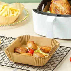 100 Stück Heißluftfritteuse Ausgekleidet Mit Fritteusenunterlage Papier Einweg-Backpapier Dampfgarer Papierunterlage Braun -Günstiges Brat Lust Geschäft 0e071e81b02da99796687925c95ceb24