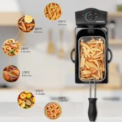 Monzana Fritteuse 3 L Edelstahl Temperaturregler Bis 190°C Sichtfenster Spülmaschinengeeignet 2000 W Filter Kontrollleuchte Küche Kaltzonen-Fritteuse -Günstiges Brat Lust Geschäft 0e82ae3764b4941d7101b9fa1553080a