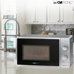 Clatronic Mikrowelle Mit Grill MWG 792, 700 Watt Mikrowellen- + 800 Watt Grillleistung, 30 Minuten-Timer Mit Endsignal, 20 Liter Garraum Mit Beleuchtung, Silber -Günstiges Brat Lust Geschäft 0e9f25fe444b6db991208810d5d5aa88