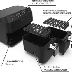 MAXXMEE Heissluft-Fritt. Doppelk. 2x3,8l -Günstiges Brat Lust Geschäft 1473fc236f71894347edb2da26240813