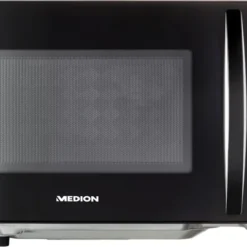 MEDION 2 In 1 Mikrowelle (20 Liter, 700 Watt, 5 Leistungsstufen, 8 Programme, Auftaufunktion, Flachbett, MD10744) Schwarz
