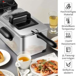 COSTWAY Elektrische Fritteuse 2000W / 3,5L / Edelstahl/Sichtfenster / 60min Timer / 150℃ Bis 190℃ 8 COSTWAY Elektrische Fritteuse 2000W / 3,5L / Edelstahl/Sichtfenster / 60min Timer / 150℃ Bis 190℃ -Günstiges Brat Lust Geschäft 1578ac2bb772a46aeab09ba53503dbba