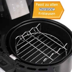 Monzana Heißluftfritteuse Zubehör 8tlg. Fritteuse Set Inkl. Brotbackkorb 3,6L Pizzapfanne Silikonpfanne Grillrost Spieße -Günstiges Brat Lust Geschäft 16c222a05af742dfaad14a10b0417acb