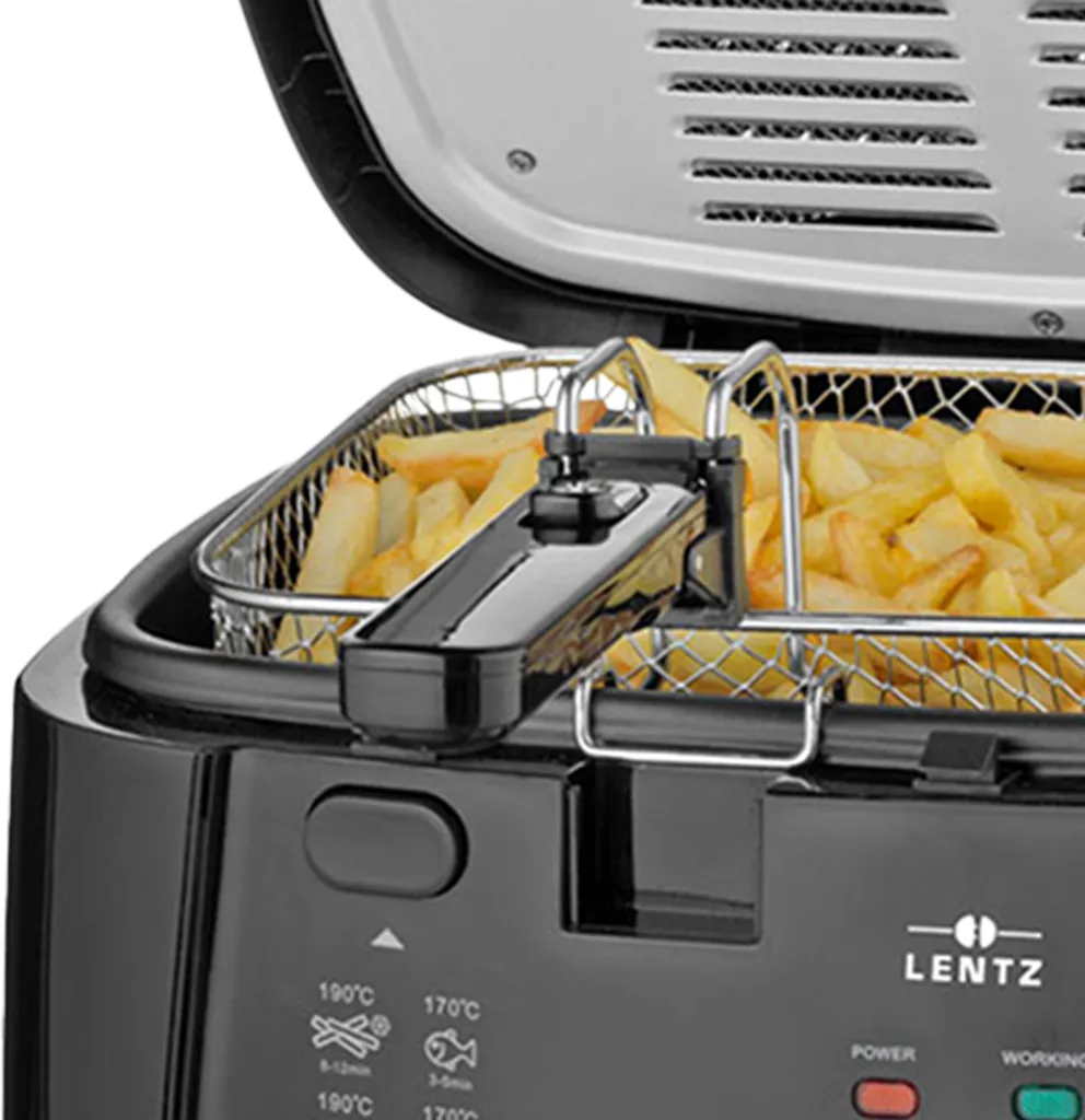 Kunststoff-Fritteuse 2,5 L,1800 Watt, Stufenlos Regelbares Thermostat, Schwarz 7 Kunststoff-Fritteuse 2,5 L,1800 Watt, Stufenlos Regelbares Thermostat, Schwarz – Bild 5