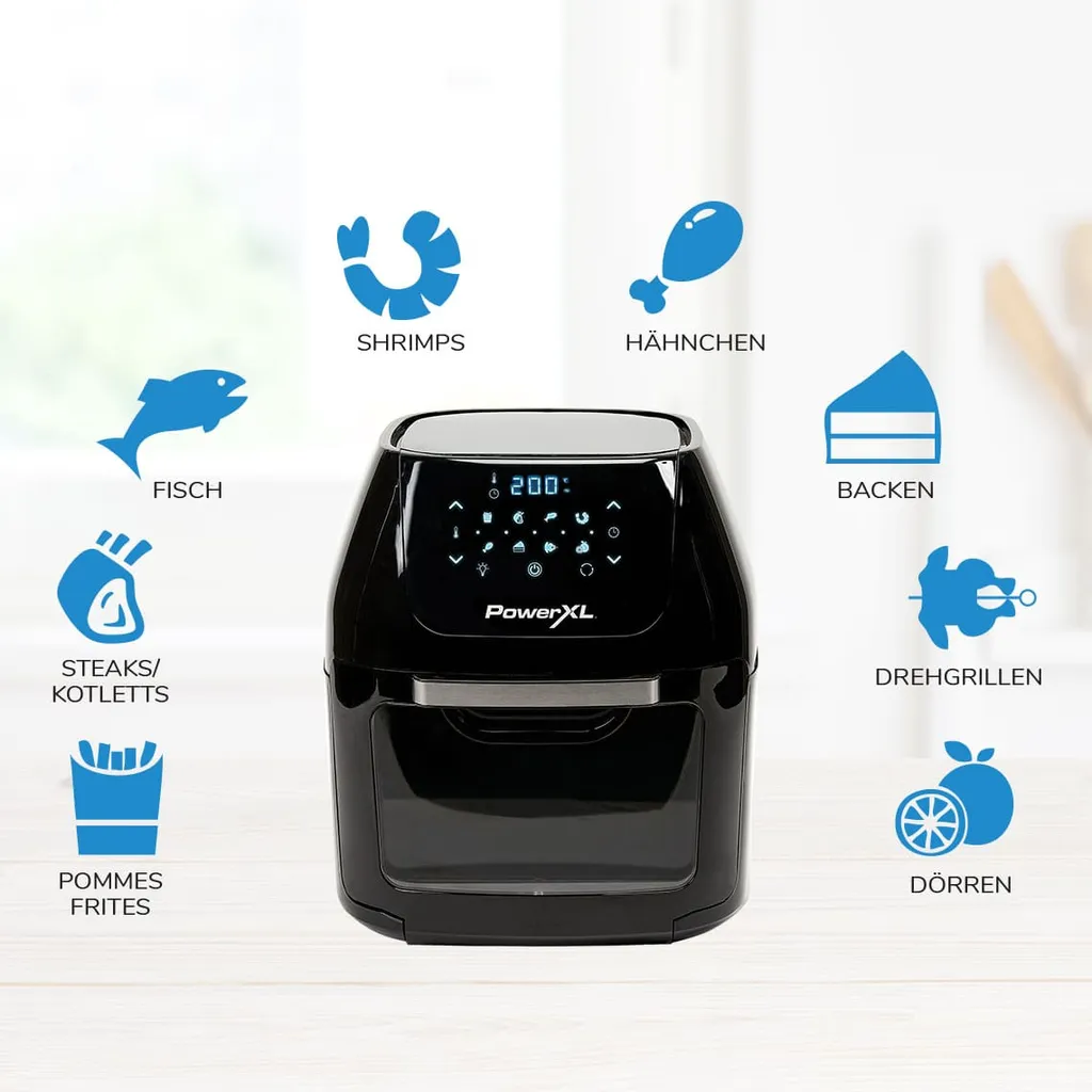 PowerXL Air Fryer Multi-Function – Heißluft-Fritteuse Zum Frittieren Ohne Öl – 6-in-1 Auch Als Dörrautomat, Zum Grillen U. V. M. – Bis Zu 80% Weniger Fett 6 PowerXL Air Fryer Multi-Function – Heißluft-Fritteuse Zum Frittieren Ohne Öl – 6-in-1 Auch Als Dörrautomat, Zum Grillen U. V. M. – Bis Zu 80% Weniger Fett – Bild 4