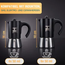 Thiru Espressokocher Induktion L Premium Mokkakanne Aus Edelstahl Inkl. Toolset (Silber, 4 Tassen (200ml)) -Günstiges Brat Lust Geschäft 1974bc1ccef9ac15af5d93dae2244a25
