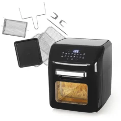 MAXXMEE Heißluft-Fritteuse Digital - 12 L Fassungsvermögen - Schwarz Heißluft Fritteuse Friteuse Fritöse Airfryer 12L XXL Backofen Drehgrill Digital