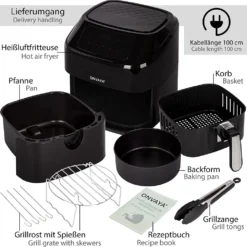 ONVAYA® Heißluftfritteuse | Airfryer XXL | Fritteuse Ohne Öl & Fett | Für 5-6 Personen | Mit LED-Display | 10 Programme | 1700 W | Inkl. Backform & Grillrost Mit Spießen 14 ONVAYA® Heißluftfritteuse | Airfryer XXL | Fritteuse Ohne Öl & Fett | Für 5-6 Personen | Mit LED-Display | 10 Programme | 1700 W | Inkl. Backform & Grillrost Mit Spießen -Günstiges Brat Lust Geschäft 229a1fbeea8100f31eafad3600c73262