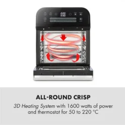 AeroVital Cube Heißluftfritteuse 1600W 12l Timer 16 Programme Schwarz -Günstiges Brat Lust Geschäft 25ba83033ad15422dcb4f5e21ed2306a