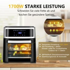 COSTWAY 13L Heißluftfritteuse, 8 In 1 Heißluft Backofen, Luftfritteuse 1700W Fritteuse Airfryer Mit 60min Timer, 45-200℃ Temperaturregelung -Günstiges Brat Lust Geschäft 2743d6ed8412c28a945b416ef395e0cb