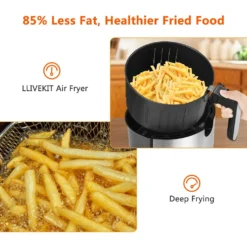 LLIVEKIT WAF0017DE Heißluftfritteuse Luftfritteuse Airfryer Heißluftfritöse Korb 10 Programmen Ohne Öl 5L 1400W 80-200℃ Schwarz -Günstiges Brat Lust Geschäft 27ca69c22ef7bccf98aa096773e16ecb