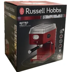 Russell Hobbs Espressomaschine Retro Rot Siebträger (15 Bar, 2 Tassen-Einsätze, 1,1l Abnehmbarer Wassertank, Dampf-Milchschaumdüse, Portionierlöffel Mit Tamper) Kaffeemaschine -Günstiges Brat Lust Geschäft 27cfd65727514dc75332fc9707f68673