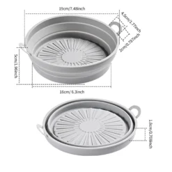 7.5'' Zusammenklappbarer Heißluftfritteusen-Silikontopf Grau Silikon Backkorb Kompaktfriteusen -Günstiges Brat Lust Geschäft 28d173a44f8041c8f22de83ff9b8e21d
