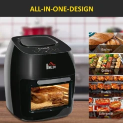HOMCOM Heißluftfritteuse 11 L 1800W Mit 8 Menüs Zubehör Backofen Dehydrator Barbecue Für Gesundes ölfreies Fettarmes Kochen Stahl Schwarz 32 X 35,6 X 37,9 Cm -Günstiges Brat Lust Geschäft 2a0108fae20ed069fca70b433ecbdf3c