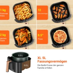 ULTENIC K10 XL Heißluftfritteuse, 5L Airfryer Mit 11 Programmen, Airfryer Mit Online-Rezepten, Touchscreen,1500W [Energieklasse A+++] -Günstiges Brat Lust Geschäft 2a726dea94fd9f32f44aa4add030bbdd