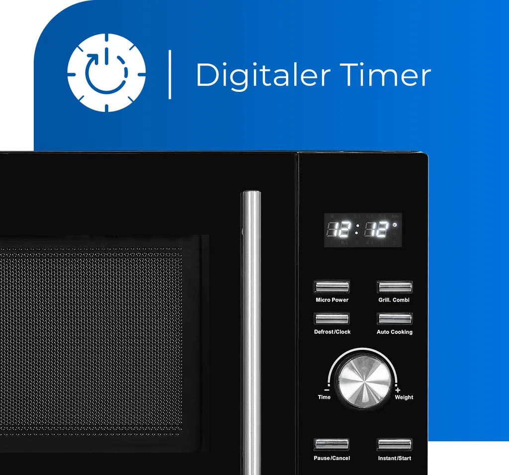 Exquisit Mikrowelle MW8023-F-240DIG Schwarz | 750 Watt | 1000 Watt Grill | Timer | Auftaufunktion 5 Exquisit Mikrowelle MW8023-F-240DIG Schwarz | 750 Watt | 1000 Watt Grill | Timer | Auftaufunktion – Bild 3