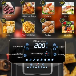 HOMCOM Heißluftfritteuse 6,5 L 1700W Mit 8 Menüs LED-Display Antihaftbeschichteter Korb Für Gesundes ölfreies Fettarmes Kochen Schwarz 36,5 X 29 X 33,8 Cm 13 HOMCOM Heißluftfritteuse 6,5 L 1700W Mit 8 Menüs LED-Display Antihaftbeschichteter Korb Für Gesundes ölfreies Fettarmes Kochen Schwarz 36,5 X 29 X 33,8 Cm -Günstiges Brat Lust Geschäft 2f439d9239ffbbd3055ffa7a52bb6c73