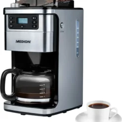 MEDION MD 15486 Kaffeemaschine Mit Mahlwerk Und Glaskanne, Wassertank: 1,5 Liter, 8 Mahlstufen, Max. 1050 Watt, Silber, Edelstahl -Günstiges Brat Lust Geschäft 2f8f86503c5fdc925f3a956fe536f921