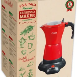 Bestron Elektrischer Espresso-Kocher Mit 360° Basis, Viva Italia, Für 6 Espressotassen: 180 Ml, 480 Watt, Aluminium, Farbe: Rot -Günstiges Brat Lust Geschäft 340d44018d9a718359400394c9ba03cd