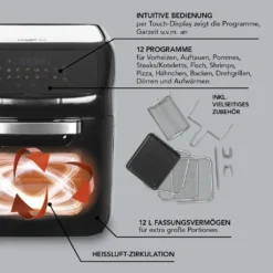 MAXXMEE Heißluft-Fritteuse Digital - 12 L Fassungsvermögen - Schwarz Heißluft Fritteuse Friteuse Fritöse Airfryer 12L XXL Backofen Drehgrill Digital 17 MAXXMEE Heißluft-Fritteuse Digital - 12 L Fassungsvermögen - Schwarz Heißluft Fritteuse Friteuse Fritöse Airfryer 12L XXL Backofen Drehgrill Digital -Günstiges Brat Lust Geschäft 351fab6a9cb66c41a6c68f2e09421f46