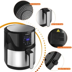 LLIVEKIT WAF0017DE Heißluftfritteuse Luftfritteuse Airfryer Heißluftfritöse Korb 10 Programmen Ohne Öl 5L 1400W 80-200℃ Schwarz -Günstiges Brat Lust Geschäft 354e9fccee270961d53a225e19e020a6