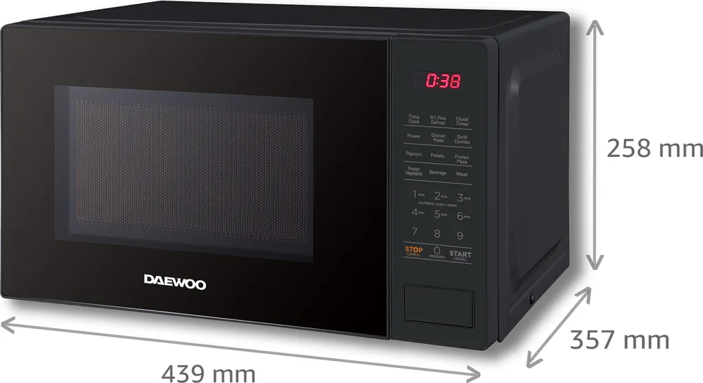 Daewoo MMF0G20T3B001 Mikrowelle Mit Grill (700W, 1100W Grill, 20 L Garraum, 5 Leistungsstufen, 8 Auto-Menü Optionen, Timer, Kindersicherung) 5 Daewoo MMF0G20T3B001 Mikrowelle Mit Grill (700W, 1100W Grill, 20 L Garraum, 5 Leistungsstufen, 8 Auto-Menü Optionen, Timer, Kindersicherung) – Bild 3