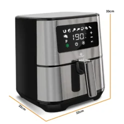 Kesser® XXL 5,5 Liter Heißluftfritteuse Edelstahl | Inkl.Brotbackkorb | 1700W Friteuse Fritteuse Airfryer | Touch Display | 8 Programmen | Ohne ÖL | ✓ Backofen ✓ Heißluft ✓ Grill | Fettfrei, Farbe:Silber -Günstiges Brat Lust Geschäft 394e7fef9fc3d4316712384bac333619