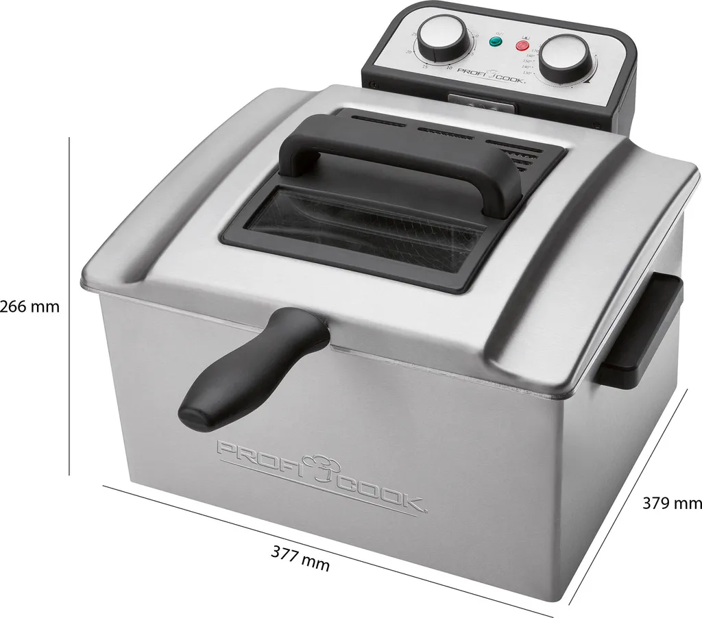 ProfiCook PC-FR 1038 Doppelfritteuse Mit 2 Kleinen Und Einem Großen Frittierkorb, 5 Liter Kapazität, Edelstahlgehäuse, 3000 Watt 9 ProfiCook PC-FR 1038 Doppelfritteuse Mit 2 Kleinen Und Einem Großen Frittierkorb, 5 Liter Kapazität, Edelstahlgehäuse, 3000 Watt – Bild 7