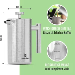 Bjørn Liebdhal French Press Edelstahl Kaffeemaschine Auch Für Camping : 0.6 Liter -Günstiges Brat Lust Geschäft 410e902588485c968c3991359433ec5f