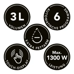 MAXXMEE Heißluft-Fritteuse Digital - 3 Liter Fassungsvermögen - Schwarz/silber -Günstiges Brat Lust Geschäft 41952cdf03dd0c6e2a6ca19fd5e84cf2