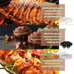 EINFEBEN Heißluftfritteuse Zubehör 7 Zoll 12tlg. Fritteuse Set Inkl. Brotbackkorb Pizzapfanne Silikonpfanne Grillrost Spieße -Günstiges Brat Lust Geschäft 452e1279efbc5162a002bffa834b9ca9