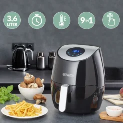 Monzana Heißluftfritteuse Digitales Touch-Display 3,6 L Ohne Öl Fett 6 Programme 1500 W Küche Fritteuse Heißluftofen Schwarz -Günstiges Brat Lust Geschäft 471bd7d636ffd0206b4c2fda8ab67f88