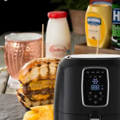 LMG Heißluftfritteuse XXL Premium 5.2L - Airfryer Mit Touch-Bedienfeld, Neueste Technik, 100% Knusprig, Ohne Fett – Backen, Frittieren, Grillen, Rösten - Spülmaschinenfest - Extrem Leise Anwendung -Günstiges Brat Lust Geschäft 474b94566d7e391d9ec852aec5928f60