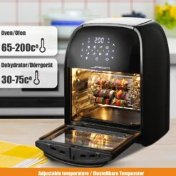 Jago® XXXL 8in1 Heißluftfritteuse 12L + 10 Zubehör - 1800W, LED Display Mit Touch Screen, 8 Programme / Timer, Ohne ÖL - Airfryer, Heißluft, Fritteuse, Heißluftofen, Backofen, Dehydrator, Grill -Günstiges Brat Lust Geschäft 47b0b6208650190ef8716d64c7c81831