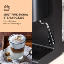 Klarstein Passionata 20 - Espressomaschine, Espresso-Automat, Kaffee-Maschine, 1350 Watt, 1,25 Liter, Automatischer Druckablass, Inkl. Milchschaum Düse Für Zubereitung Von Cappuccino, Schwarz -Günstiges Brat Lust Geschäft 49f8e8cf8820b4bf08b4622b95477f4c