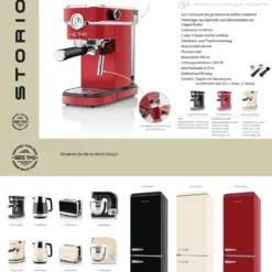 ETA Siebträgermaschine STORIO ETA618190020 Retro Schwarz, 1350W, Max.20 Bar, Thermoblock -Günstiges Brat Lust Geschäft 4b89d0530af5f942b7c1869880dd0954
