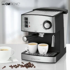 Clatronic ES 3643 Espresso- Und Cappuccino-Automat, 15 Bar Pumpdruck, Tassenvorwärmfunktion, Mit Aufschäum- Und Heißwasserfunktion -Günstiges Brat Lust Geschäft 4e2b5557d95bc1d9530ab71d51f3e6d7