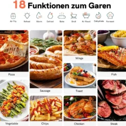 Involly 15L Heißluftfritteuse Airfryer Mini Ofen Mit 18 Programmen, Gaseinsparung, Fritteuse, Kompaktfriteusen,1600W Digital LED Display -Günstiges Brat Lust Geschäft 4f224692995bc57490bd0fdd47650462
