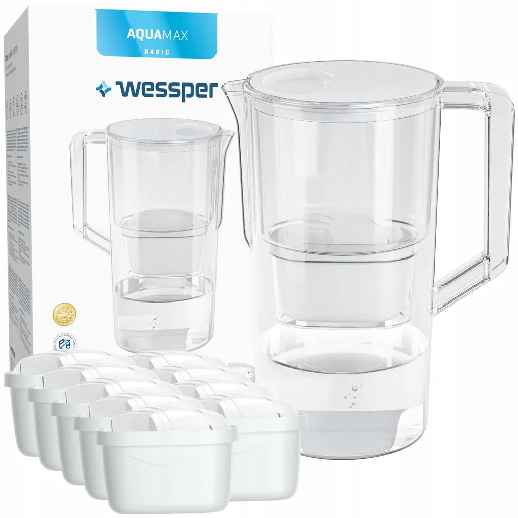 Wessper AquaMax Basic 2.5L Karaffe Filtrante + 10x Cartouche Filtrante En Blanc 3 Wessper AquaMax Basic 2.5L Karaffe Filtrante + 10x Cartouche Filtrante En Blanc