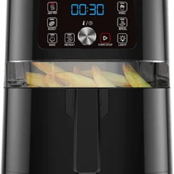 AINUOO 4L Heißluftfritteuse, 1600 W Airfryer Fritteuse Mit Touch Display, 6-in-1 Multifunktions Kompaktfriteuse Mit 6 Programmen, Transparentes Sichtfenster, Mit Rezeptheft, BPA-frei, Schwarz -Günstiges Brat Lust Geschäft 52165364e545b986bb24dc4fc3602e17
